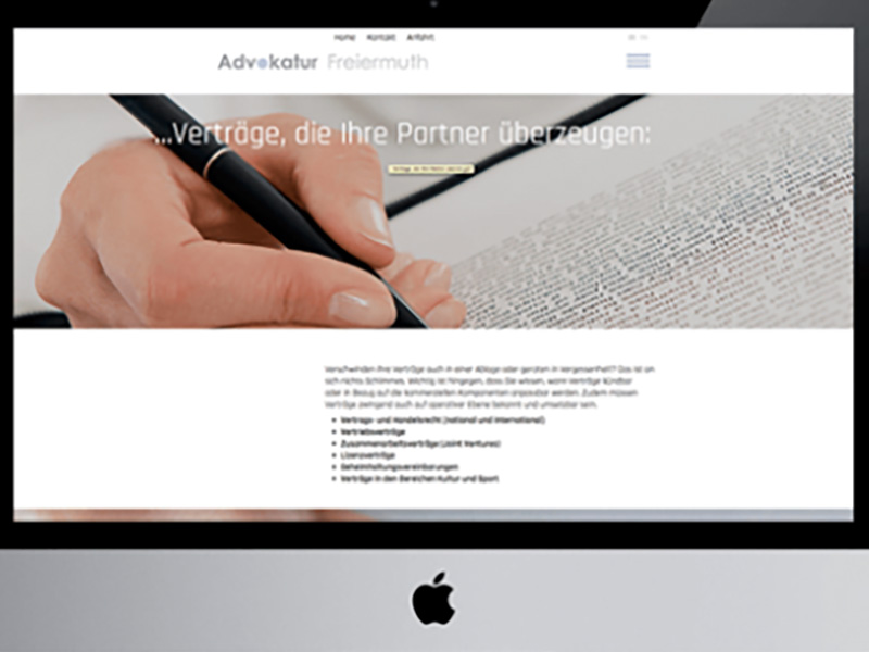 Webseite Advokatur Freiermuth